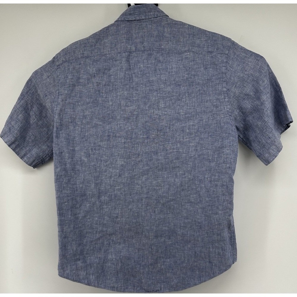 Untuckit Wrinkle Resistent 100% Linen Short Sleeve Button Down Light Blue XL - Picture 4 of 4